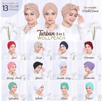 Turban Wanita Dewasa Modern Trendy Murah Trend Kekinian Terbaru 2023 Bahan Wolfis Hijab Modis Ciput 