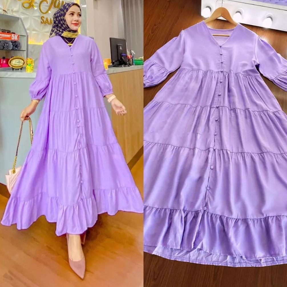 Livy Midi Dress Gamis Jumbo Xl, Xxl, Xxxl Long Dress Polos Matt Katun Rayon Ootd Korean Style Muslim