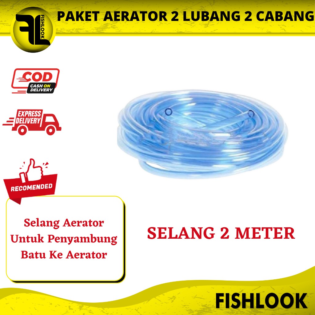 PAKET Aerator 2 lubang lobang mesin pompa aerator gelembung udara aquarium Hidroponik aquascape