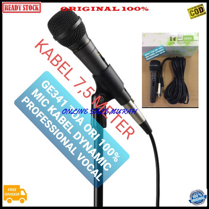 G341 Toa mic kabel panjang 7,5 meter bahan besi dynamic mik cable karaoke microphone wired vocal vokal mikrophone sound system audio musik pengeras suara pro profesional panggung dj studio acara pidato original ktv live original  GARANSI RESMI TOA  Ada S