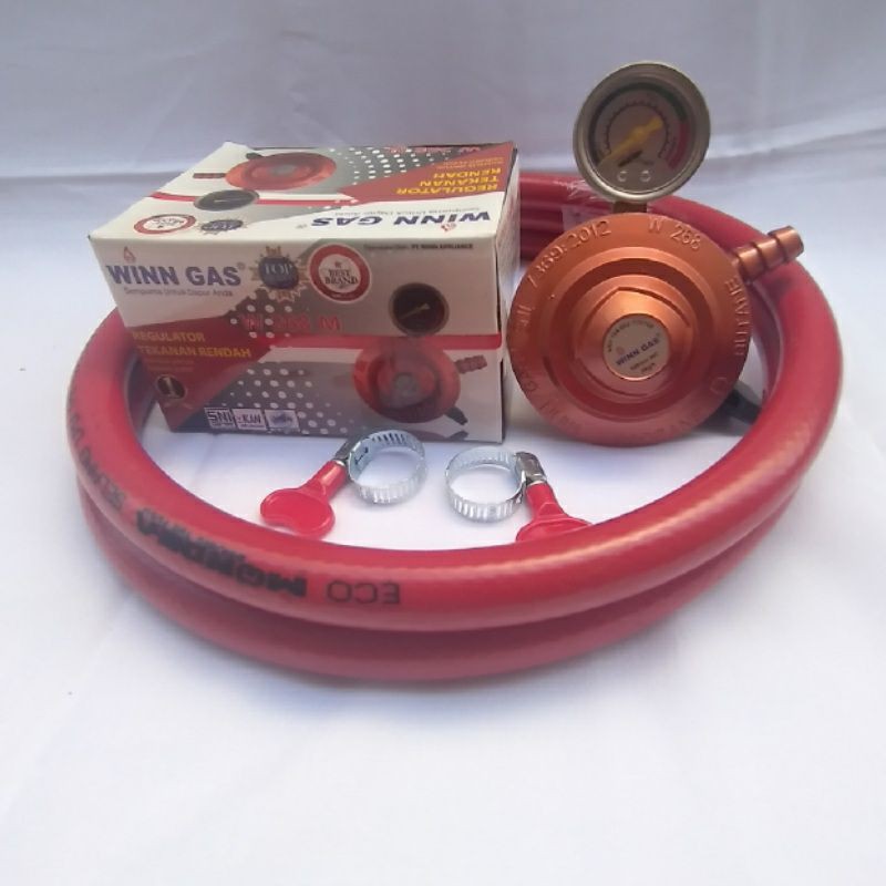 REGULATOR WIIN GAS W 268 METER +SELANG 2 LAPIS +KLEAM 2 PC