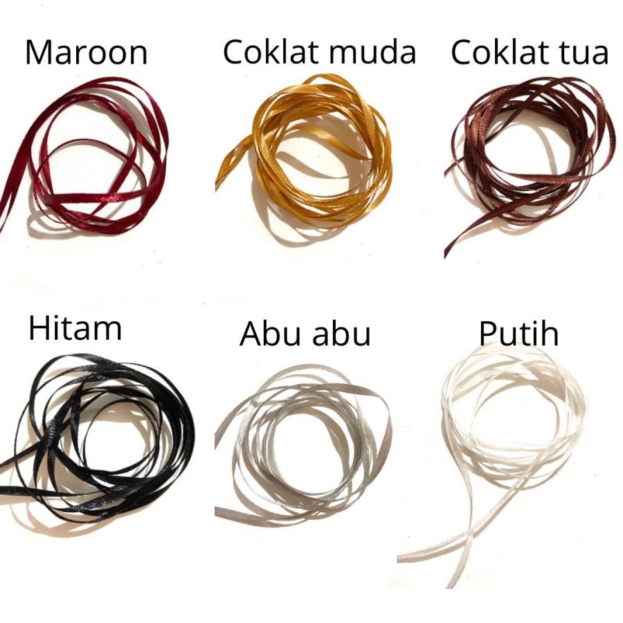 ribbon Pita satin 1/8&quot; pita saten 1/8 inci pita satin 3mm pita kain dekorasi donehandymade done handymade jual bahan kerajinan tangan