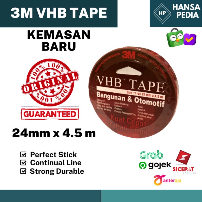 

(BISA COD) 3M VHB Double Tape 24mm x 4.5m / Double Tape Mobil