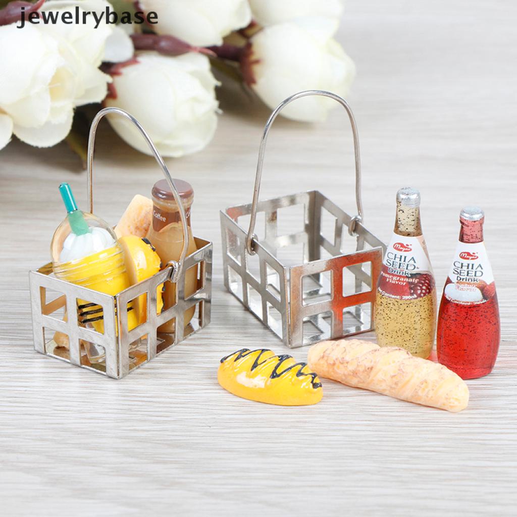 Base set Miniatur Keranjang Roti + Botol Minum Skala 1: 12 Untuk Aksesoris Rumah Boneka