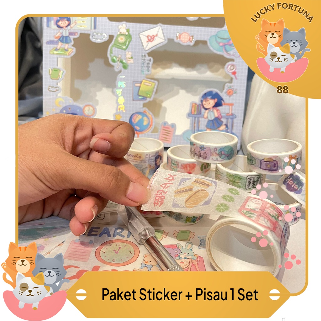 

[Luckyfortuna88] Paket Sticker 1 set dengan pisau Paket 1 set Label dengan pisau Paket 1 set isolasi Dengan pisau lucu murah kualitas bagus