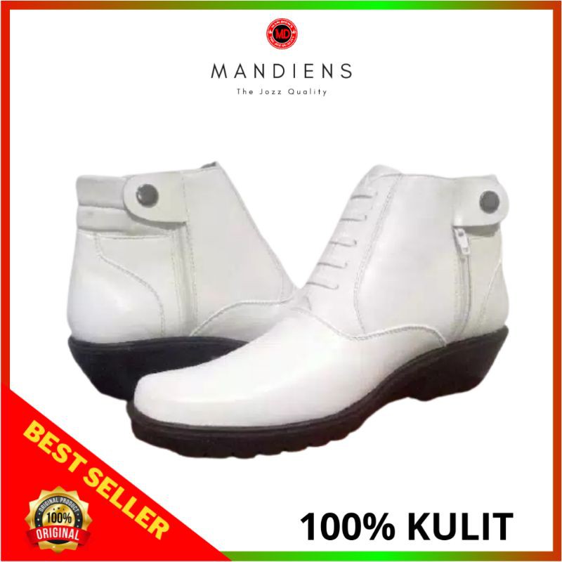 MANDIENS SJK173 - Sepatu Kulit Asli Boots Pdh Tni Polri Dishub Satpam Jenggel Pria Gaya Koboi Biker