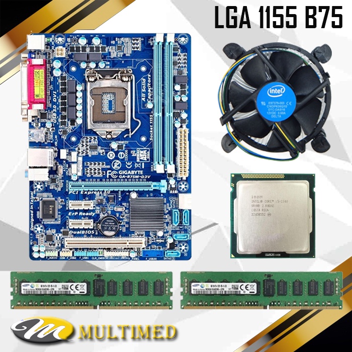 Paket Motherboard LGA 1155 B75 DDR3 + Core I5 + Fan + RAM 8GB USB 3.0