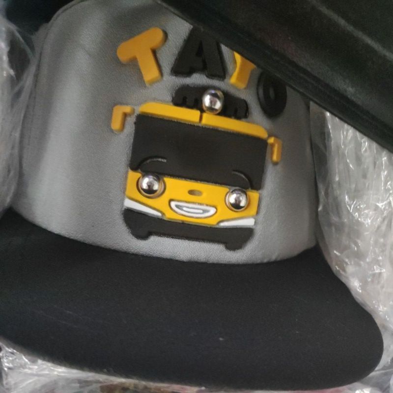 Topi Anak Snapback anak/Topi ploking anak/topi anak karakter-tayo abu