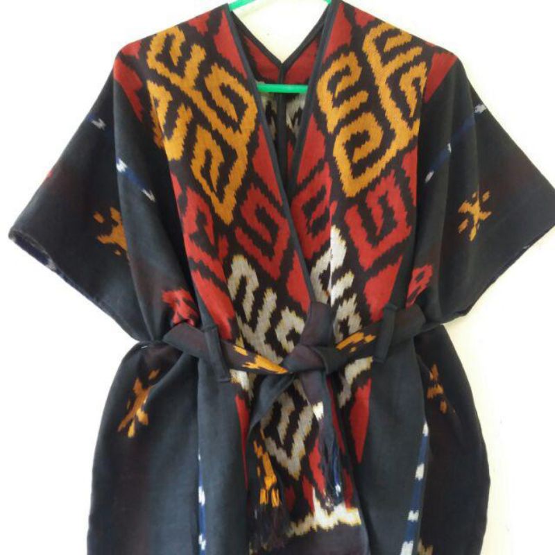 baju tenun pendek tali pinggang-outer tali