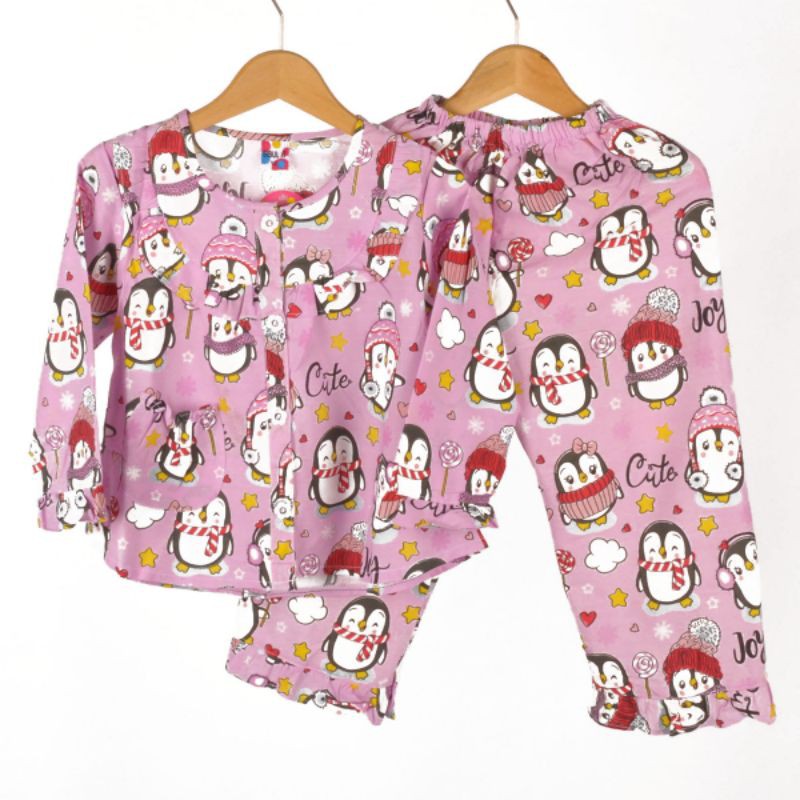 PIYAMA ANAK 2-7 TAHUNAN BAJU TIDUR LENGAN PANJANG MOTIF PINGUIN