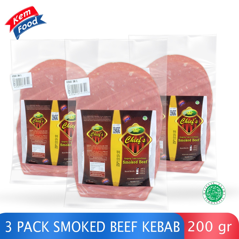 Chief Paket 3 Pack Daging Kebab Sapi Slice - 200 gr