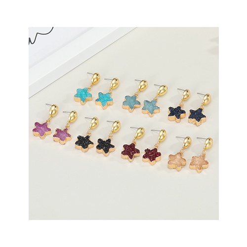 LRC Anting Tusuk Fashion Resin Five-pointed Star Alloy K8018