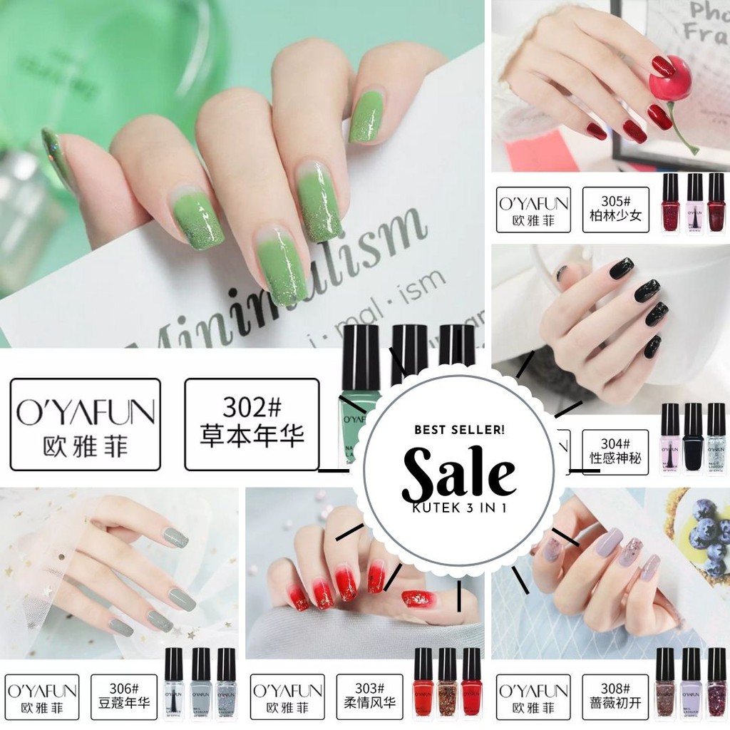(COD) KUTEK HALAL PEEL OFF O'YAFUN 3 IN 1 KUTEKS HALAL MUSLIMAH NAIL POLISH MURAH