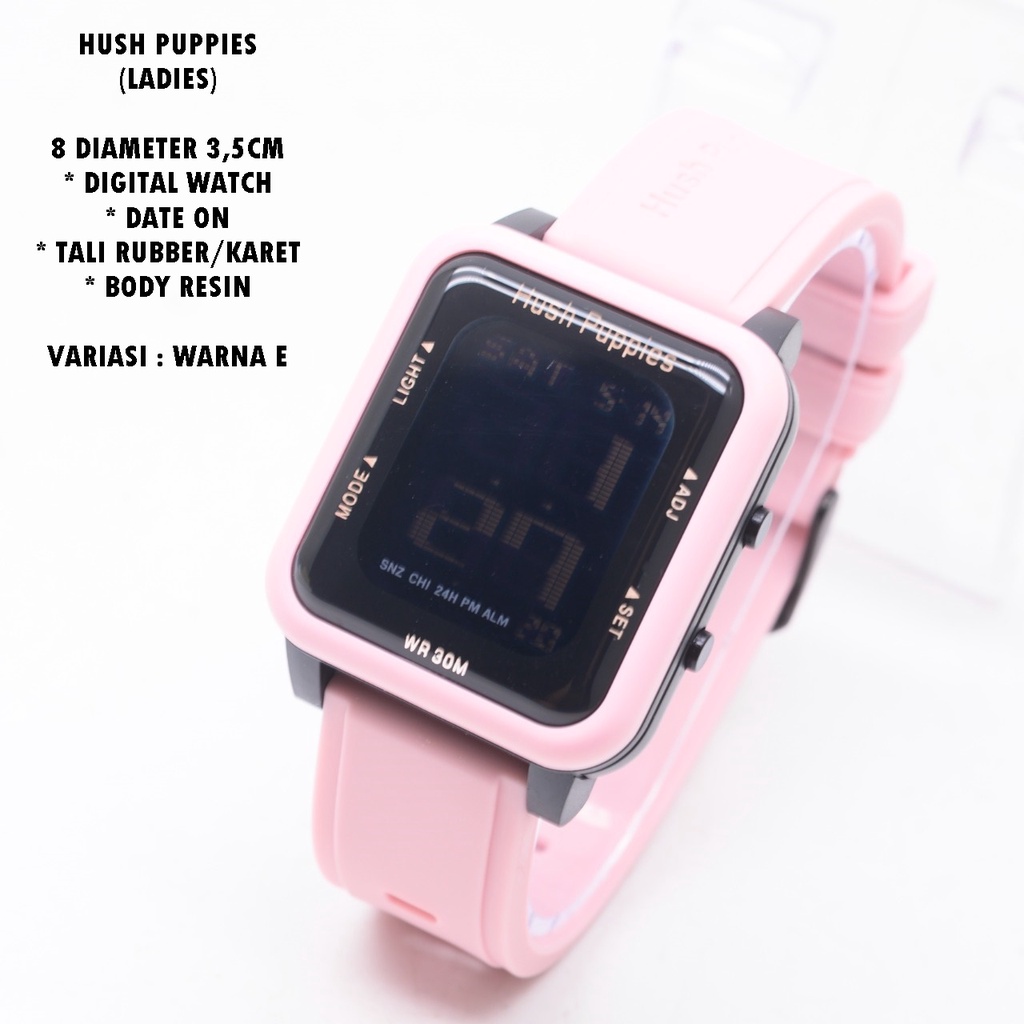 (BISA COD) JAM TANGAN WANITA HUSH PUPPIES TALI RUBBER BODY SEGI TANGGAL AKTIF