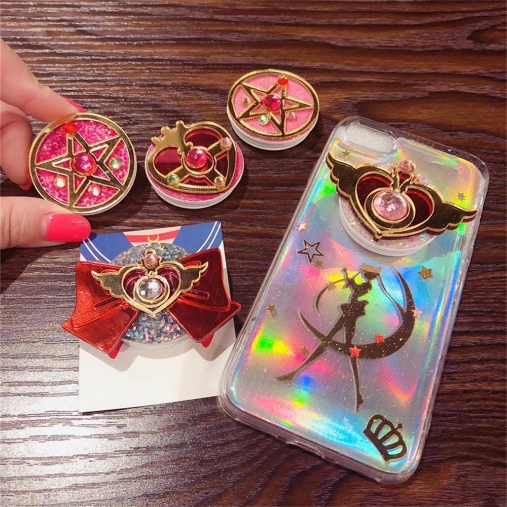 QUINTON Special Sailor Moon Mobile Stand For Girls Gifts Holder Socket Anime Sailor Moon Holder Standing Phone Accessories Creative Cute Girls Phone Holder Phone Mount Finger Ring