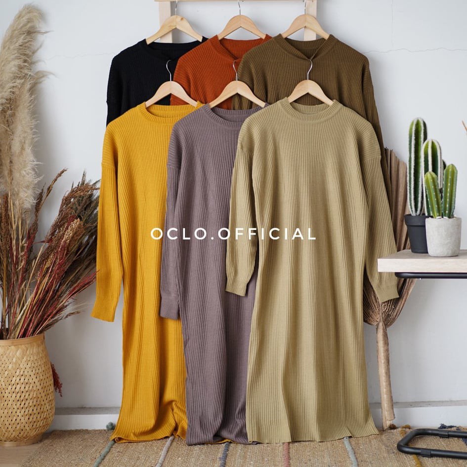 Tokomilkan - ANDINI DRESS slit boxy / Atasan Wanita Rajut Halus Dress