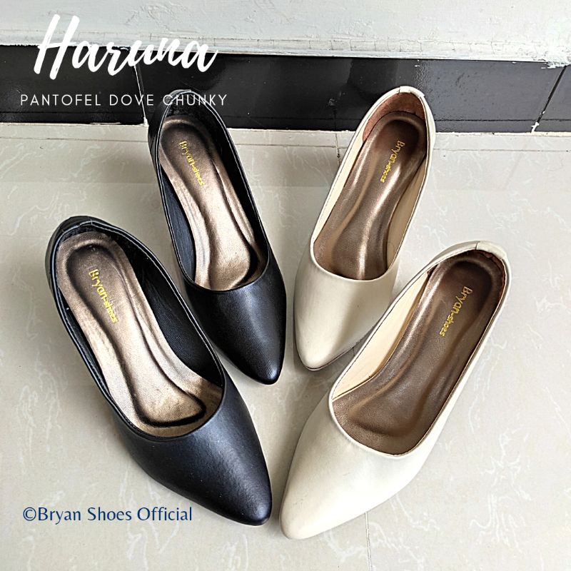 Bryan Haruna Jumbo Pantofel Heels Dove Polos  Sepatu Kerja Kantor Formal Hak Tahu 36 41 42 43