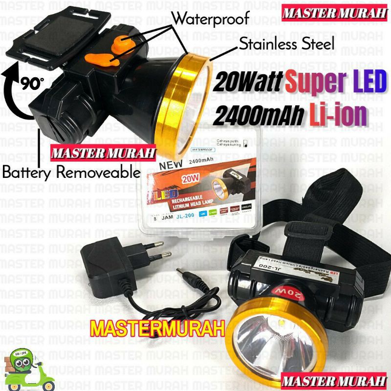 Senter Kepala JL200 Jin long Headlamp 20watt Kuning