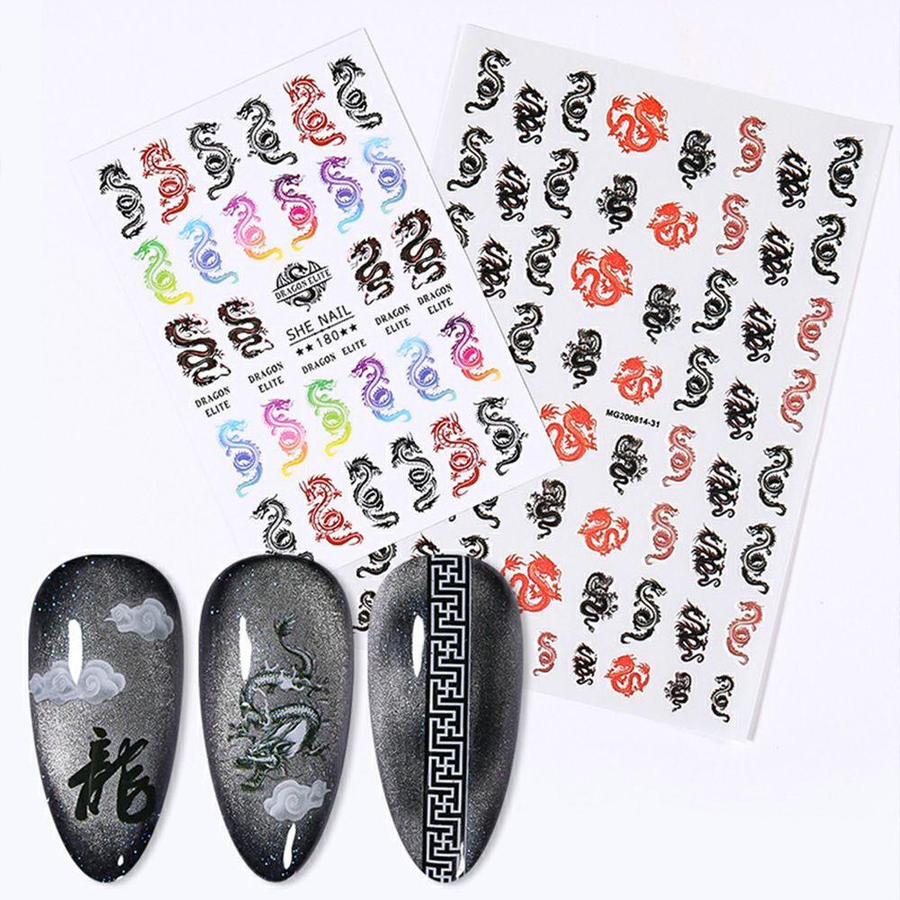 Needway   Self-adhesive Nail Decals Happiness Motif Naga Salon Kuku Nail Art Slider DIY Stiker Kuku Manicuring Sticker