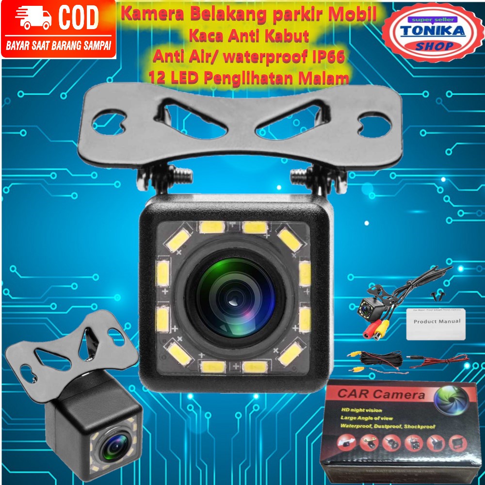 Kamera Belakang parkir Mobil mundur Car Rearview anti kabut air waterproof 12 LED Nightvision - S12