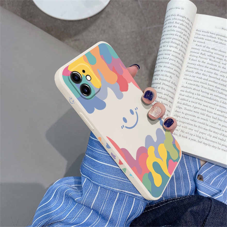 Casing OPPO A93 A5 A9 A31 A53 A33 A32 2020 Reno 5 Pro 3 A5s A3s A92 A72 A52 A55 F11 F9 Por Phone Case Smiley Watercolor Shell Silicon Soft TPU Fashion Casing Protection Anti-fall Back Cover-Y1