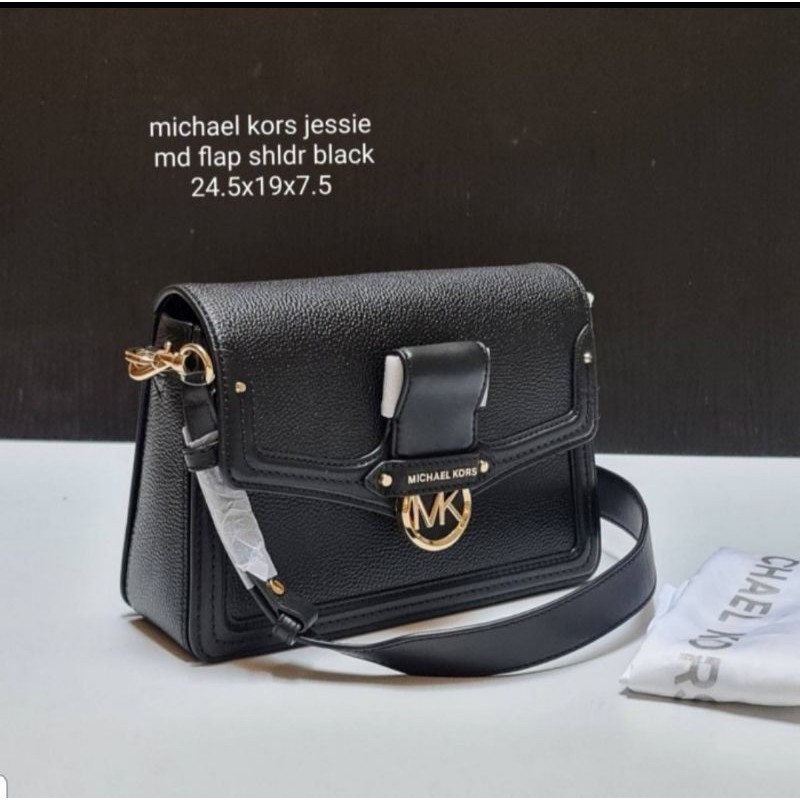 Tas michael kors jessie md flap shoulder black asli