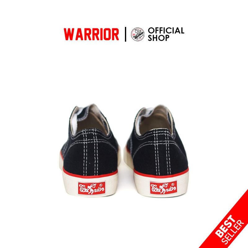 Warrior Classic Hitam Putih HC LC  - Sepatu Sekolah Warrior Tinggi / Sepatu Sekolah Warrior Pendek