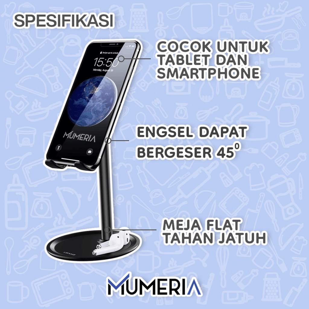 Stand Holder Dudukan Sandaran Penyangga Universal Mount HP Smartphone Tablet Multiangle Adjustable