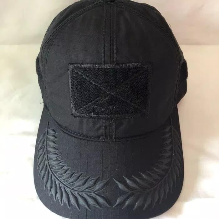 Secure | Topi Velcro Pamen Polisi Bunga 1 Hitam