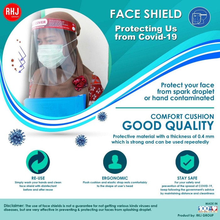 Face shield dewasa / pelindung wajah muka / apd / plastik mika / RKJ