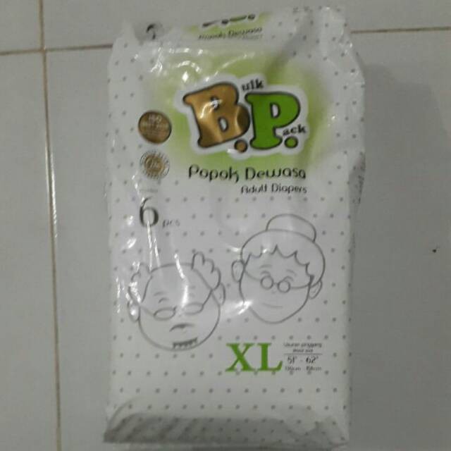 POPOK DEWASA BP BULK PACK REKAT SIZE XL ISI 6 ADULT DIAPER PROMO MURAH LINGKAR PINGGANG 127cm-156cm