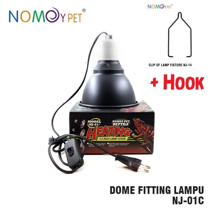 Nomoy Aluminium Dome NJ-01 CC  14x15.5cm Fitting Lampu Dome Reptil Sulcata Aldabra Gecko BD