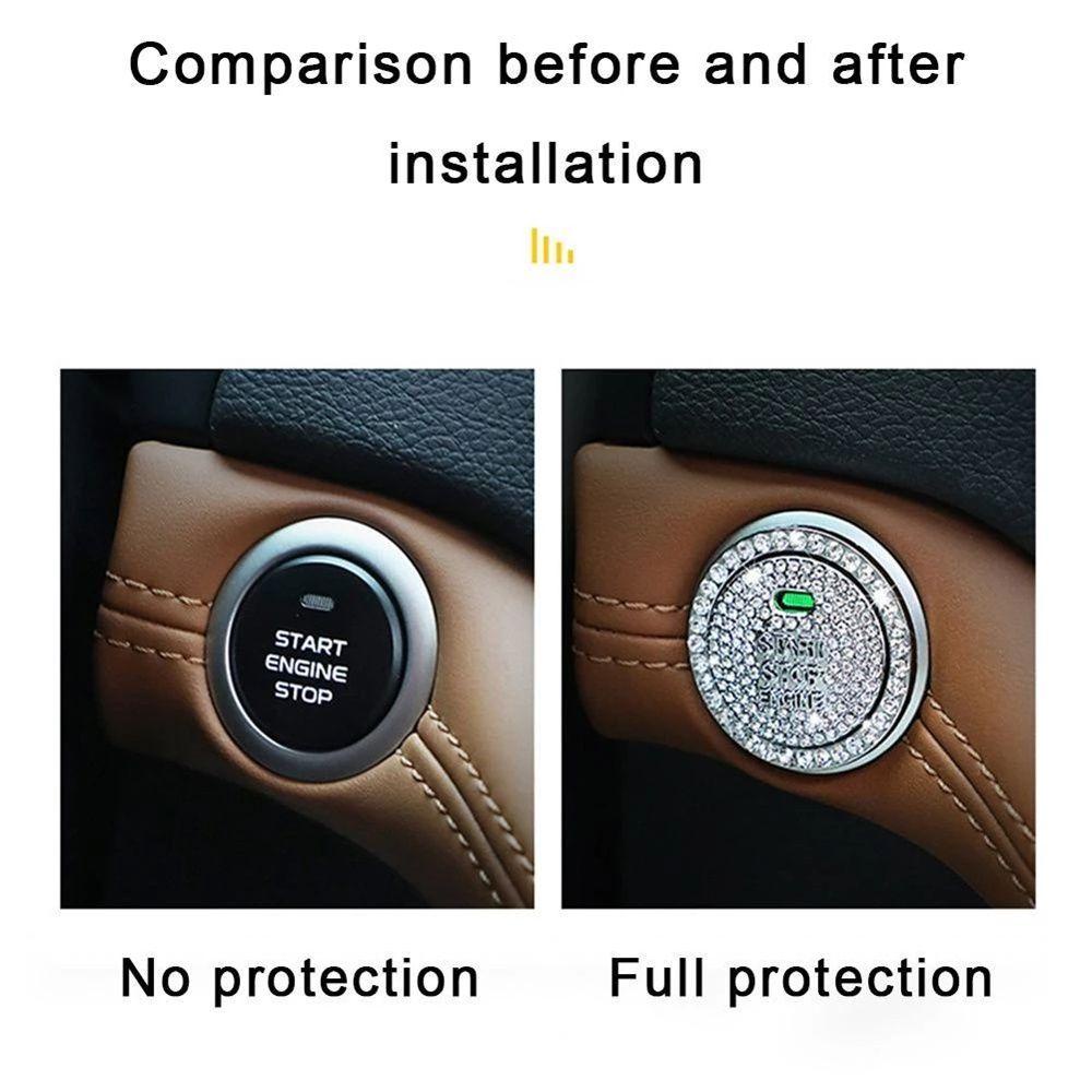 Agustinina Kancing Sarung Pelindung Dekorasi Mobil Stiker Kristal Bling Hias Kristal Dekorasi Mesin Ignition Start