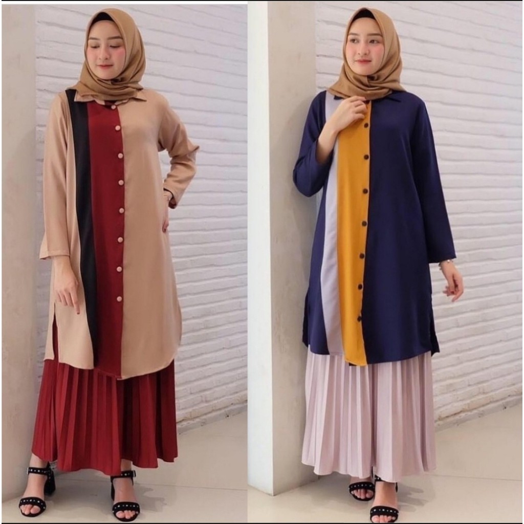 *[MCFK] Tunik Kombinasi Wanita / Tunik Gamis / Tunik Wanita Hijab / Tunik Ootd