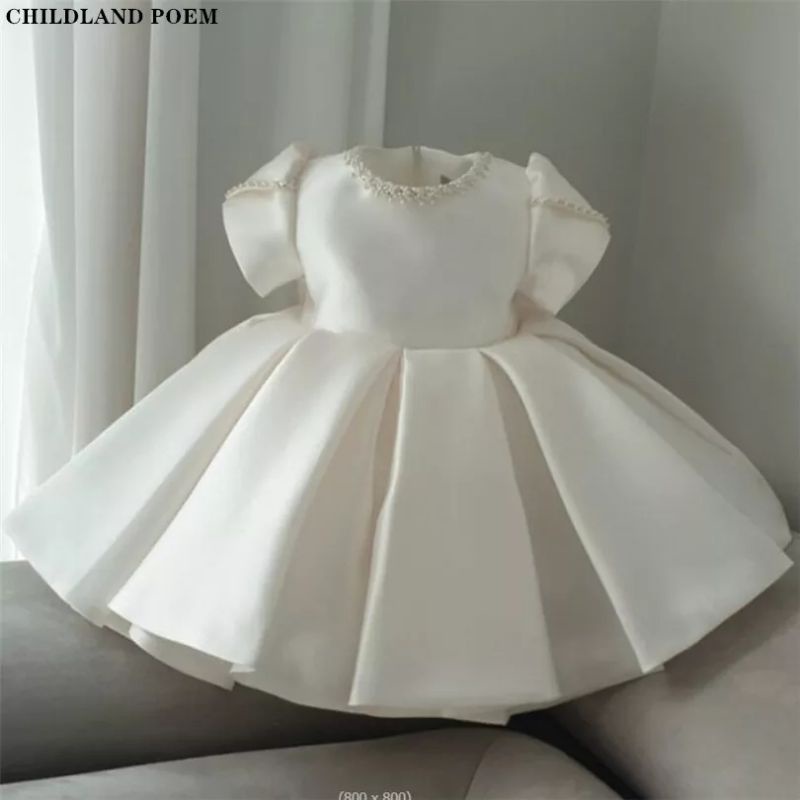 DRESS PUTIH GAUN BAPTIS GEREJA BAPTIS ORGANZA ANAK PEREMPUAN GAUN PESTA ULANG TAHUN BAYI PARCEL KADO