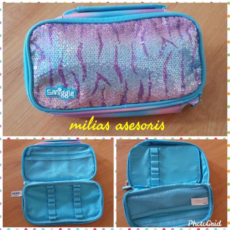 Smiggle Pensil Case tempat pensil 2 in 1 motif rainbow