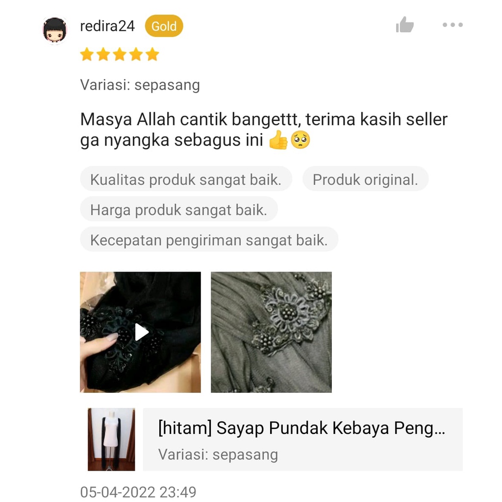 [hitam] Sayap Pundak Kebaya Pengantin / Sayap Bahu / Slayer Pundak / Slayer Bahu putih