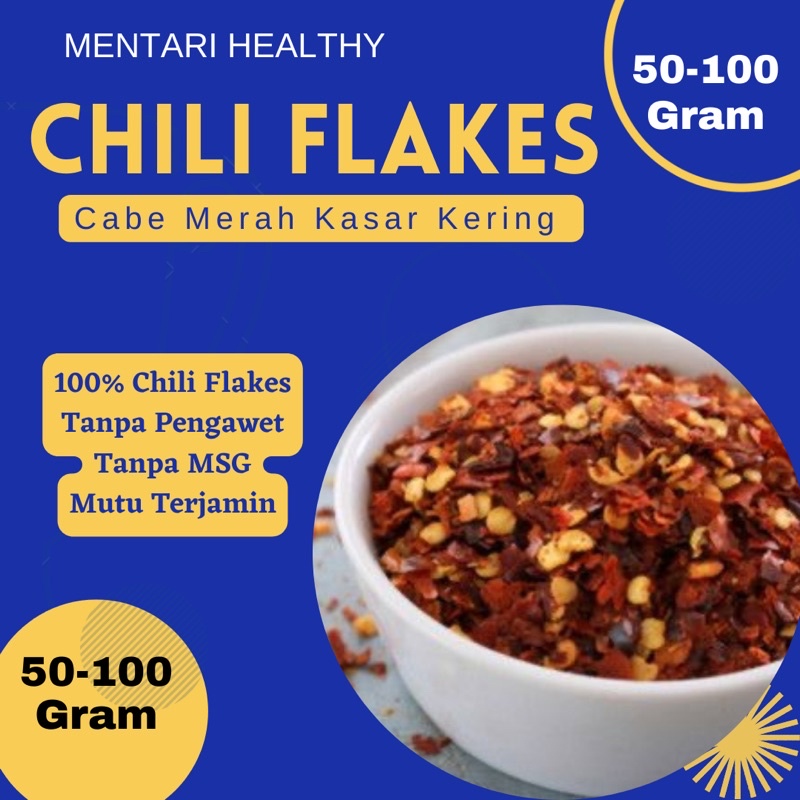 Chili Flakes 100Gr / Cabe Merah Kasar Kering (100Gr-50Gr)