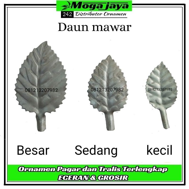 Daun bunga mawar besi plat ornamen hiasan tralis pagar canopy balkon ranjang kursi stending pot