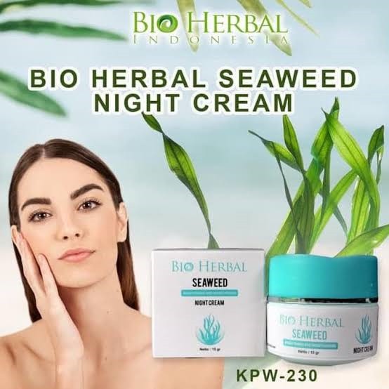 Bio Herbal Seawed Night Cream - Krim Wajah Malam Pelembab Muka Glowing Original Bpom