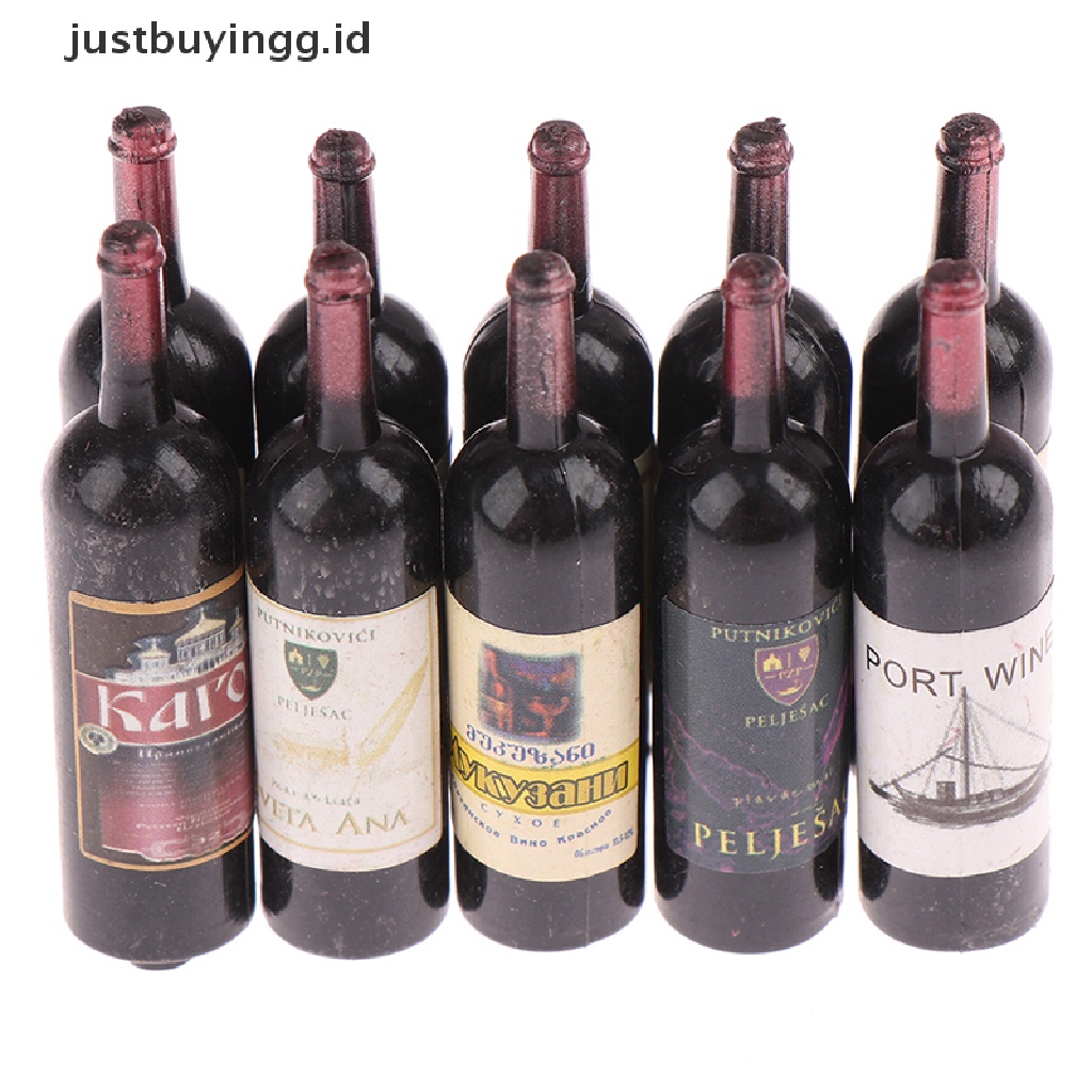 Justbuyingg.Id 10pcs Miniatur Botol Wine Bahan Resin Aksesoris Rumah Boneka