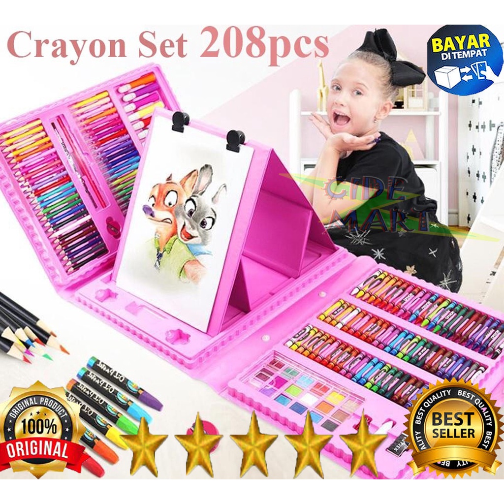 MC Crayon Set 208pcs / Krayon Mewarnai Anak 208pcs / Pensil Warna Set 208 pcs / Crayon Set 208pcs Alat Menggambar Melukis Anak-anak Crayon Cat Air Pensil Crayon Anak Pengasah Hadiah ulang tahun anak