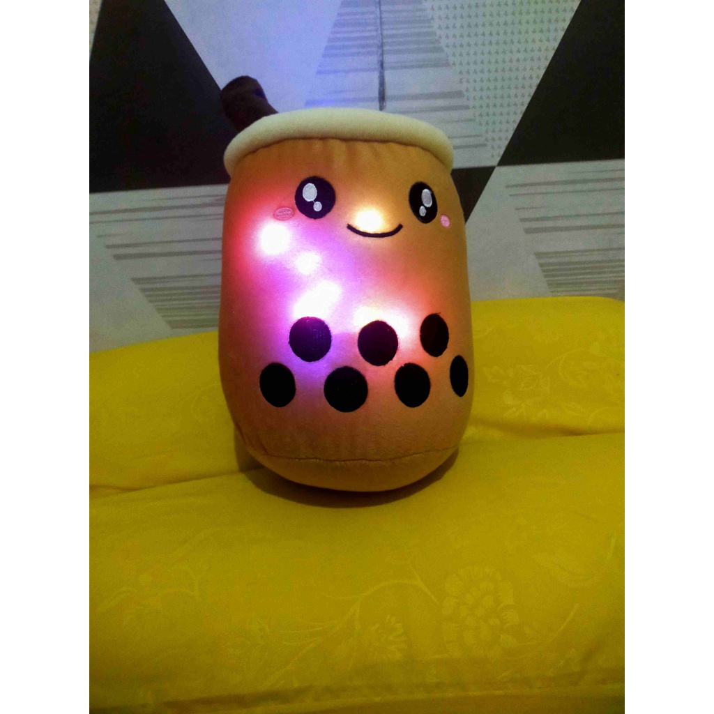 Boneka Boba Milk Tea Lampu LED Diameter 20cm Berlabel SNI