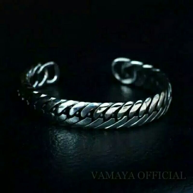 Gelang Pria Anyaman Monel Stainless Steel Besi Putih Anti karat