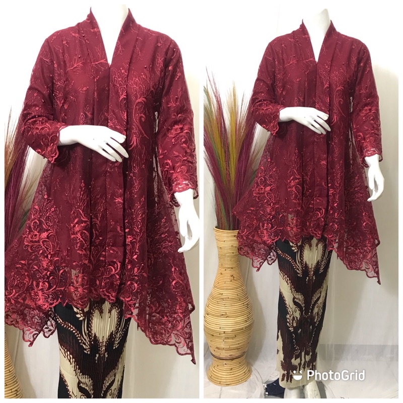 SALE-Kebaya Kartini Floy Kebaya Kartini Modern Kebaya Kartini Busui Kartini Pesta Keaya Wisuda-Maron