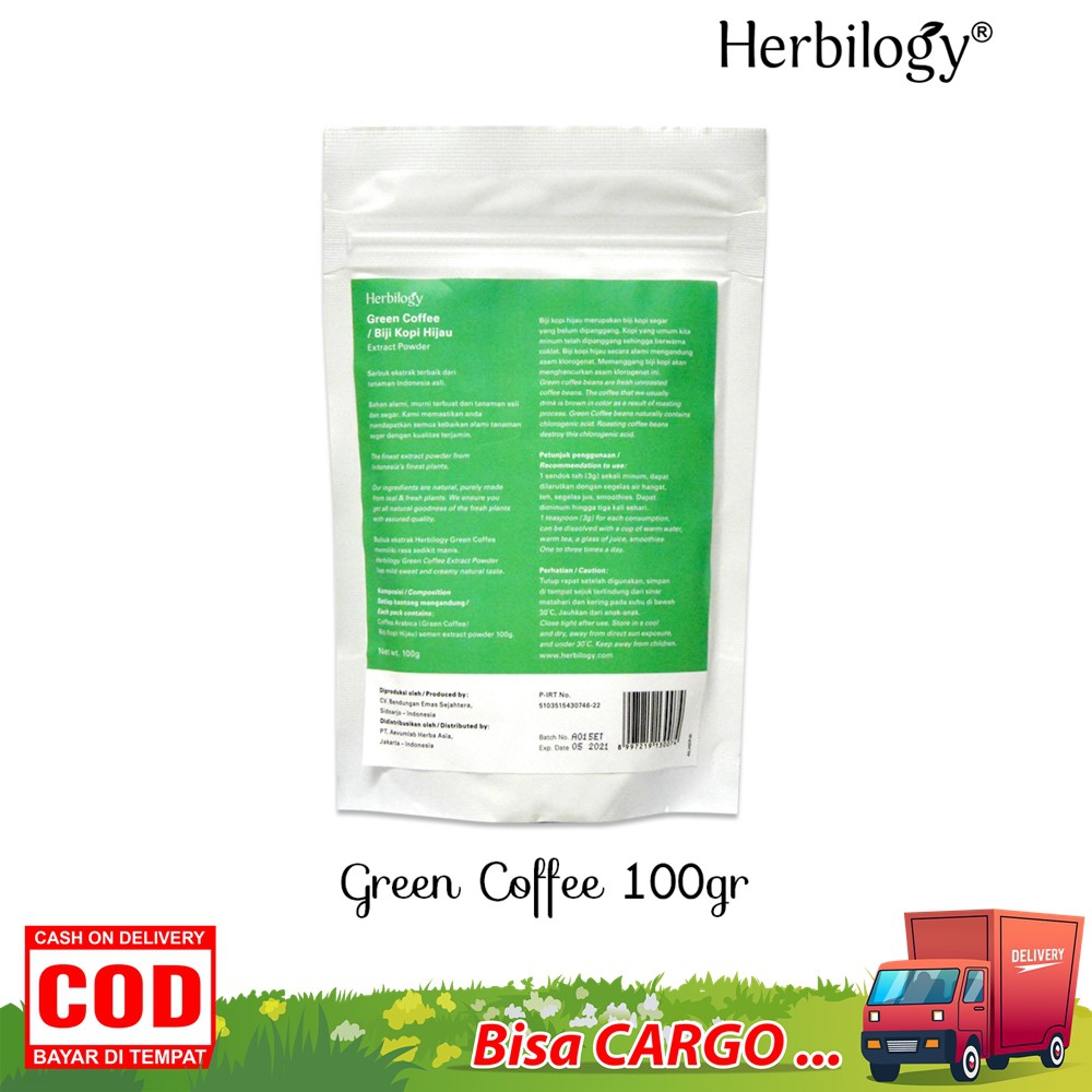 Herbilogy Extract Powder Green Coffee 100 gr - Biji Kopi Hijau