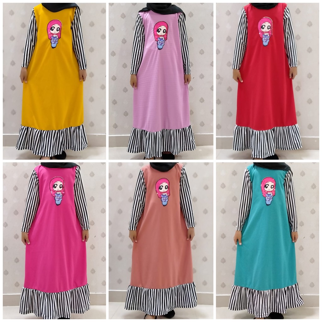 DRESS ANAK LOL REMPEL BAWAH GAMIS MURAH KIDS Usia 4-12tahun GL FASHION