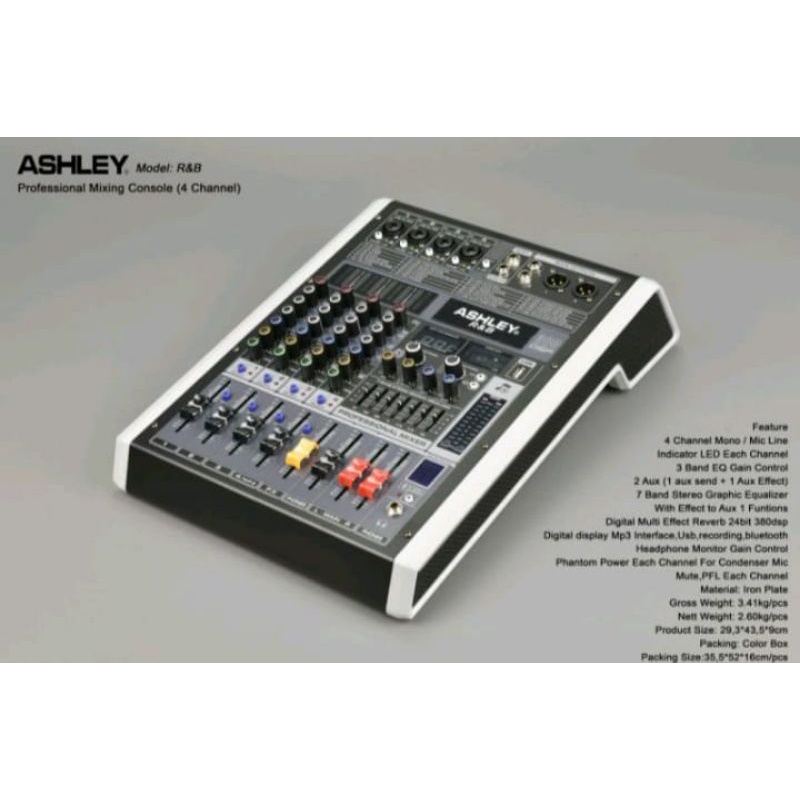 Mixer Ashley 4 Channel R&amp;B Bluetooth USB
