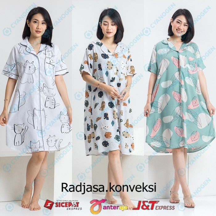 TERMURAH DS Daster Baju Tidur Wanita Dewasa Remaja Kimono Full Kancing Depan Busui Katun Rayon Kekin