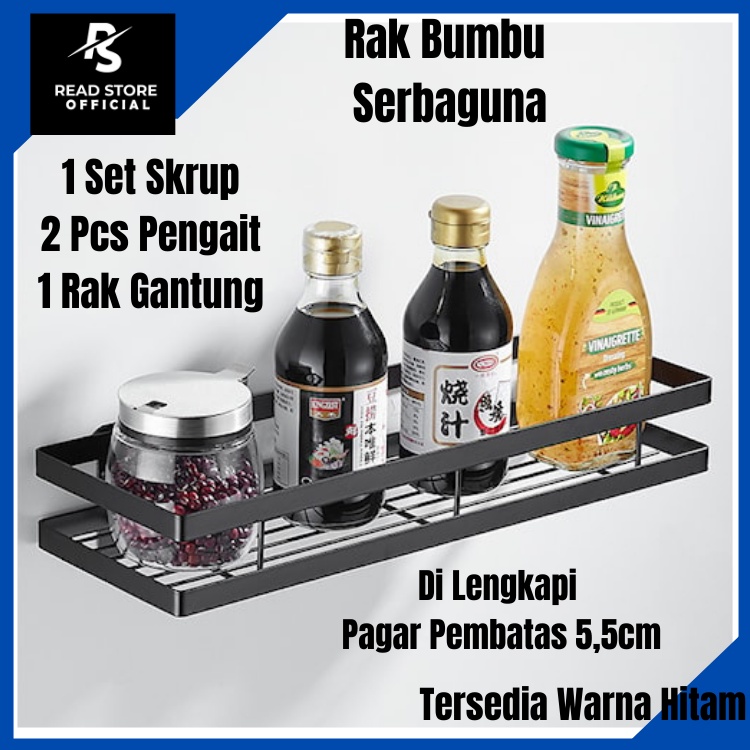Rak Bumbu Tempel Dinding Tempat Penyimpanan Saus Kecap Stainless Steel Serbaguna